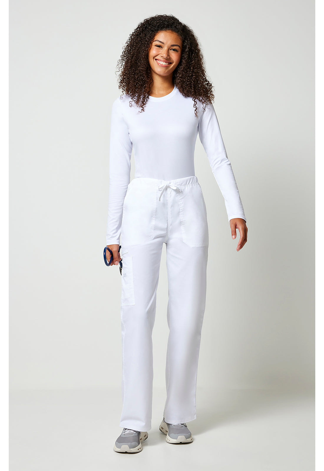 Workwear Core Stretch 4043 Unisex Unisex Drawstring Cargo Scrub Pants White