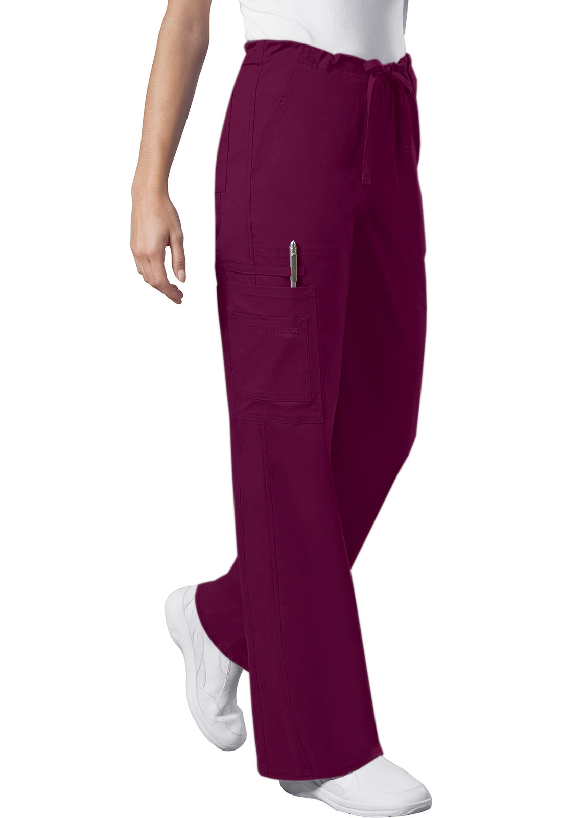 Core Stretch 4043 Unisex Drawstring Cargo Pants Wine Model Image Front | Cherokee Workwear