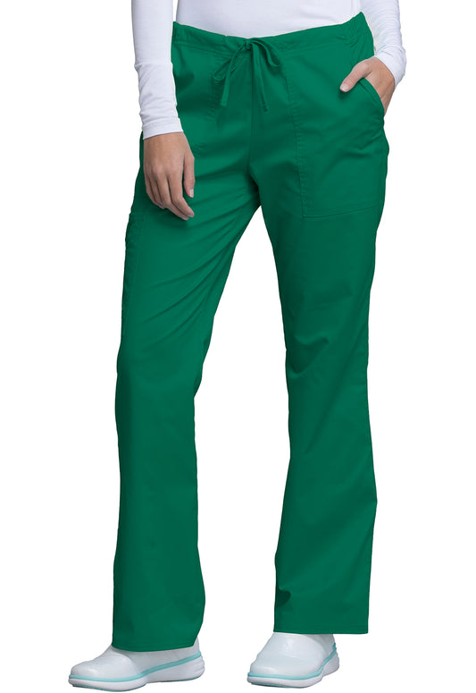 Core Stretch 4044 Mid Rise Drawstring Cargo Pants Hunter Green Model Image Right Side | Cherokee Workwear