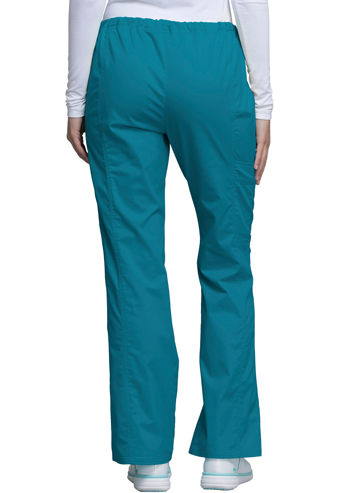 Core Stretch 4044 Mid Rise Drawstring Cargo Pants Caribbean Blue Model Image Back | Cherokee Workwear