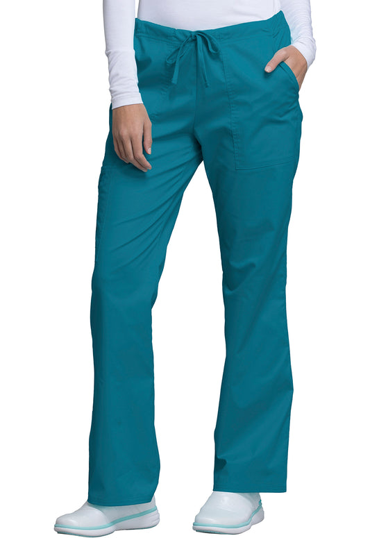 Core Stretch 4044 Mid Rise Drawstring Cargo Pants Caribbean Blue Model Image Right Side | Cherokee Workwear