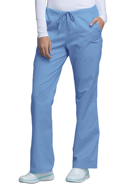 Core Stretch 4044 Mid Rise Drawstring Cargo Pants Ciel Model Image Right Side | Cherokee Workwear