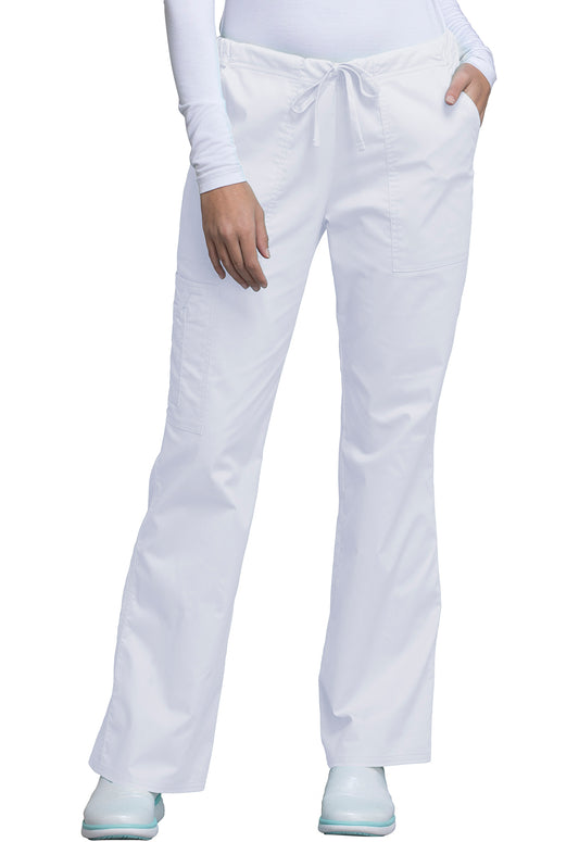 Core Stretch 4044 Mid Rise Drawstring Cargo Pants White Model Image Front | Cherokee Workwear