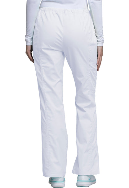 Core Stretch 4044 Mid Rise Drawstring Cargo Pants White Model Image Back | Cherokee Workwear