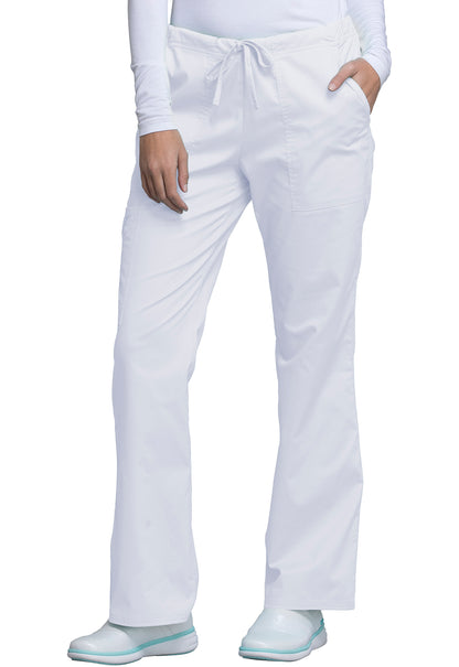 Core Stretch 4044 Mid Rise Drawstring Cargo Pants White Model Image Right Side | Cherokee Workwear