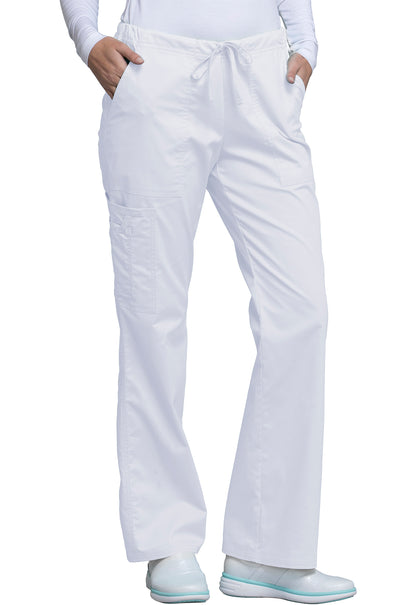 Core Stretch 4044 Mid Rise Drawstring Cargo Pants White Model Image Left Side | Cherokee Workwear