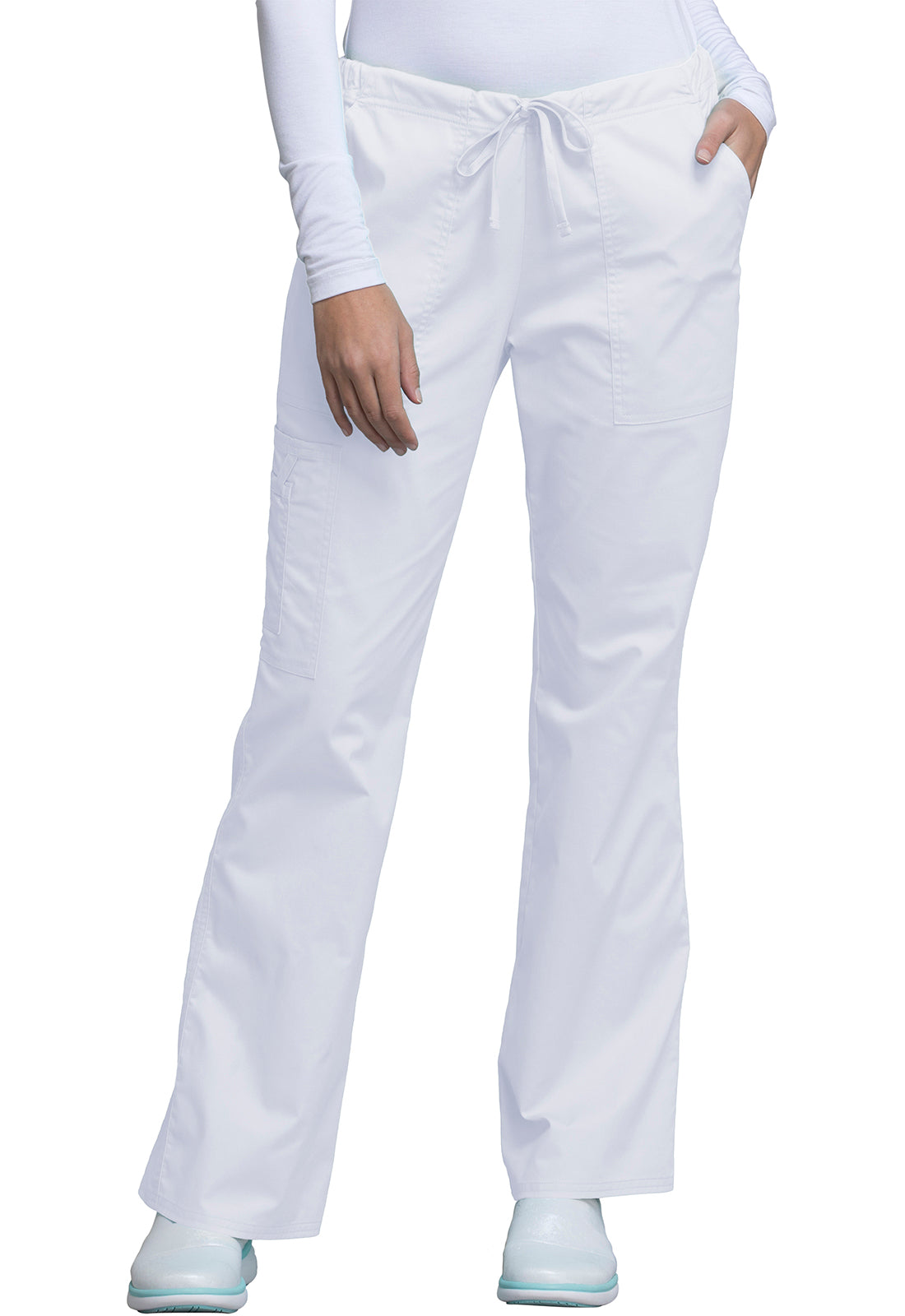 Core Stretch 4044 Mid Rise Drawstring Cargo Pants White