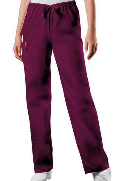 Workwear Originals 4100 Unisex Unisex Drawstring Cargo Scrub Pants Wine
