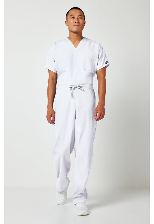 Workwear Originals 4100 Unisex Unisex Drawstring Cargo Scrub Pants White