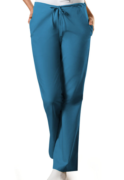 Workwear Originals 4101 Women's Natural Rise Flare Leg Drawstring Scrub Pants Caribbean Blue