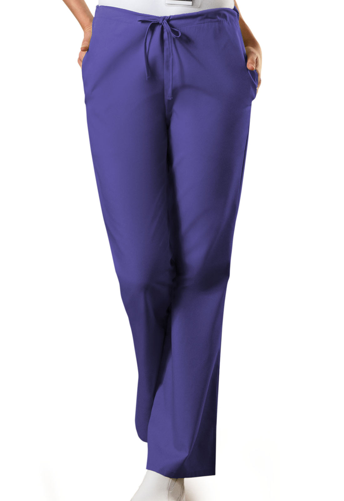 Originals 4101 Natural Rise Flare Leg Drawstring Pants Grape Model Image Front | Cherokee Workwear