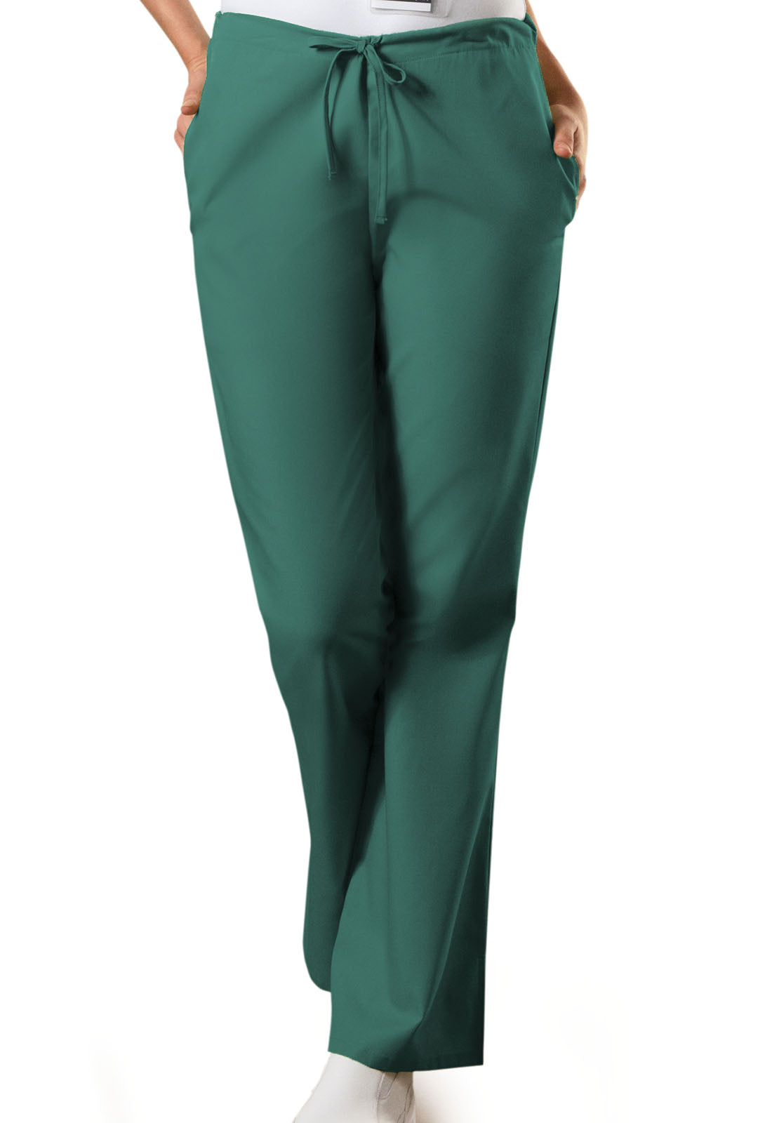 Originals 4101 Natural Rise Flare Leg Drawstring Pants Hunter Green Model Image Front | Cherokee Workwear