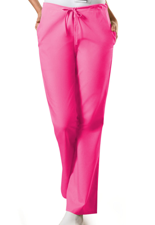 Originals 4101 Natural Rise Flare Leg Drawstring Pants Shocking Pink Model Image Front | Cherokee Workwear