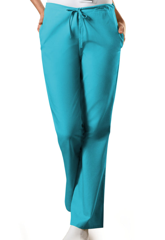 Originals 4101 Natural Rise Flare Leg Drawstring Pants Turquoise Model Image Front | Cherokee Workwear