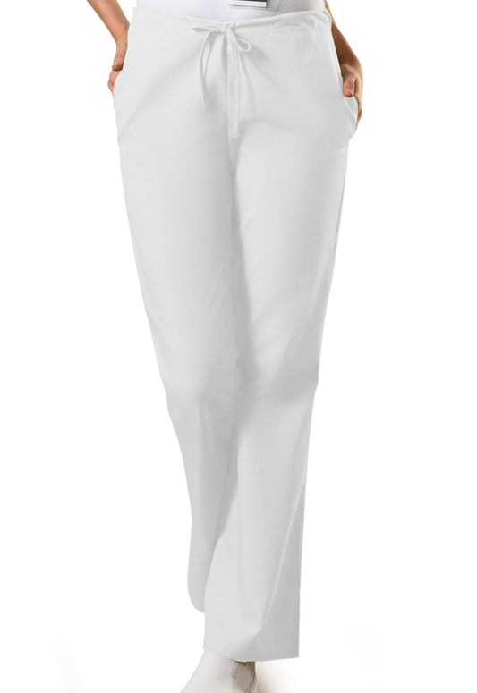 Originals 4101 Natural Rise Flare Leg Drawstring Pants White Model Image Front | Cherokee Workwear