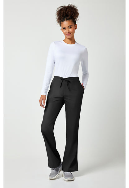 Workwear Originals 4101 Women's Natural Rise Flare Leg Drawstring Scrub Pants Black