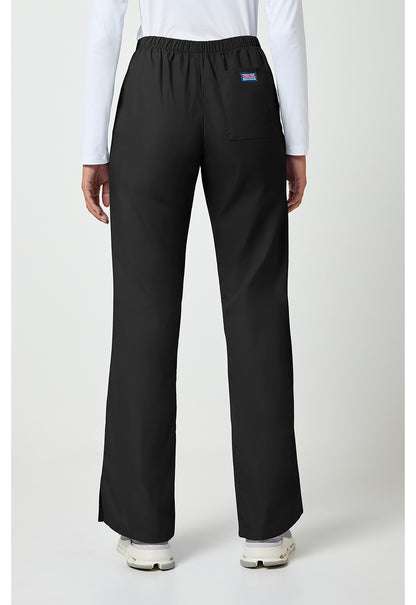 Workwear Originals 4101 Women's Natural Rise Flare Leg Drawstring Scrub Pants Black