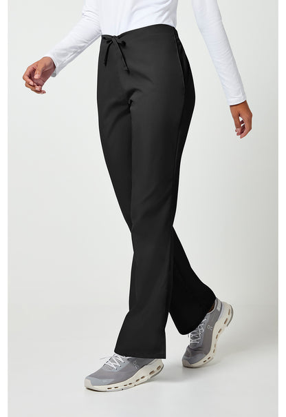 Workwear Originals 4101 Women's Natural Rise Flare Leg Drawstring Scrub Pants Black