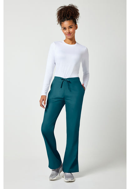 Workwear Originals 4101 Women's Natural Rise Flare Leg Drawstring Scrub Pants Caribbean Blue