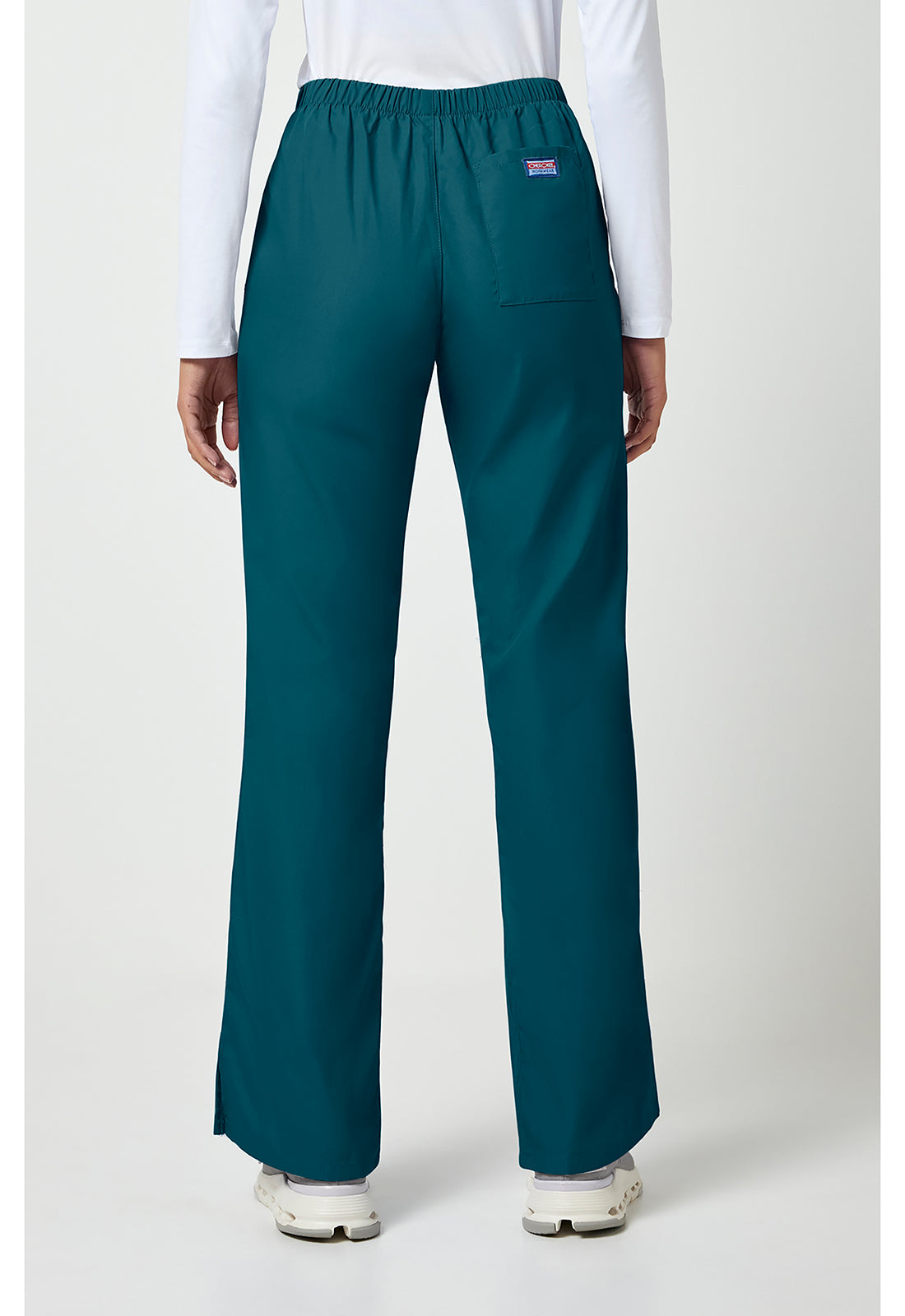 Workwear Originals 4101 Women's Natural Rise Flare Leg Drawstring Scrub Pants Caribbean Blue