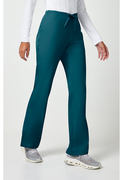 Workwear Originals 4101 Women's Natural Rise Flare Leg Drawstring Scrub Pants Caribbean Blue