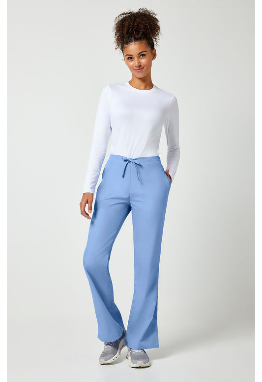 Workwear Originals 4101 Women's Natural Rise Flare Leg Drawstring Scrub Pants Ciel