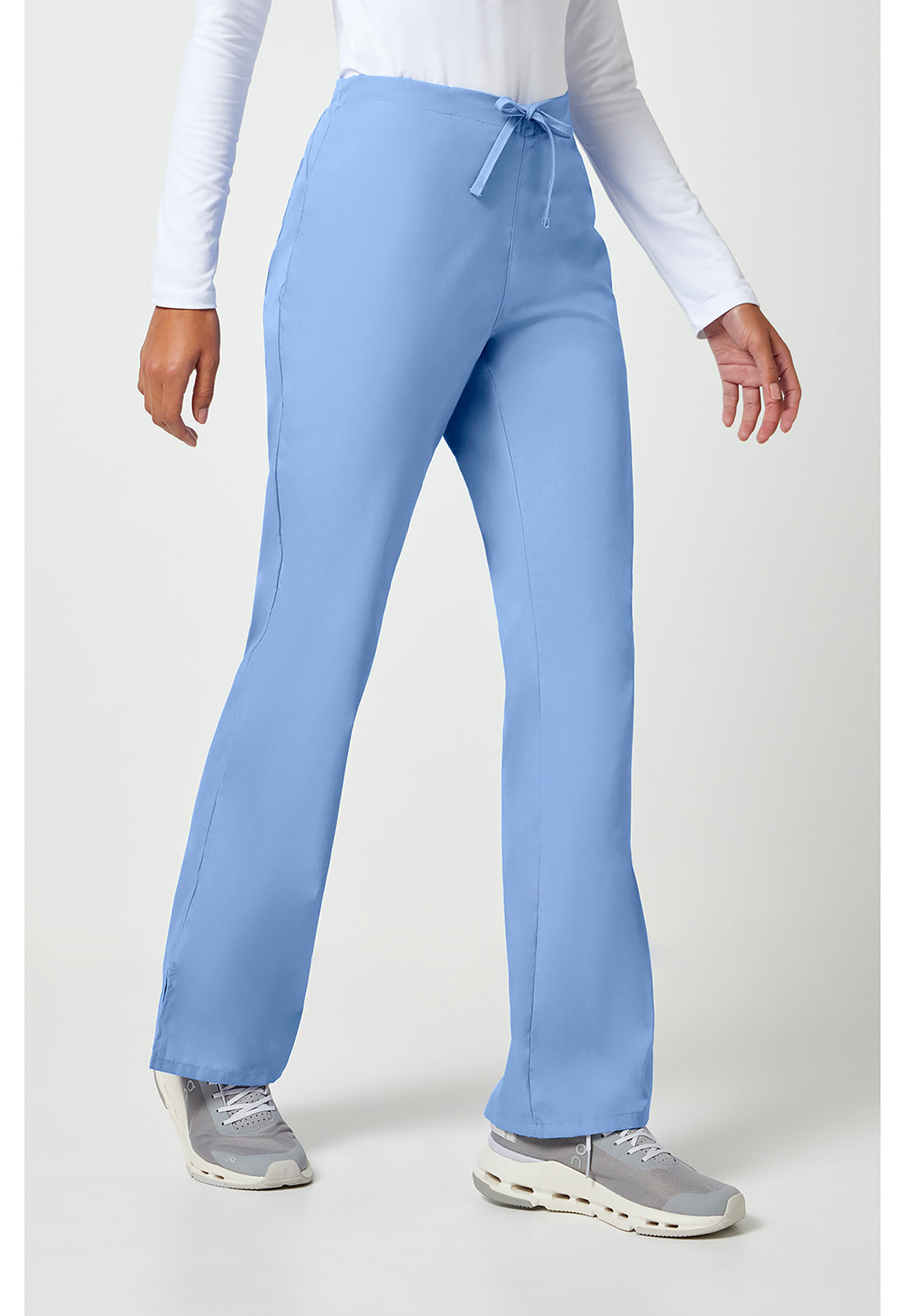 Workwear Originals 4101 Women's Natural Rise Flare Leg Drawstring Scrub Pants Ciel