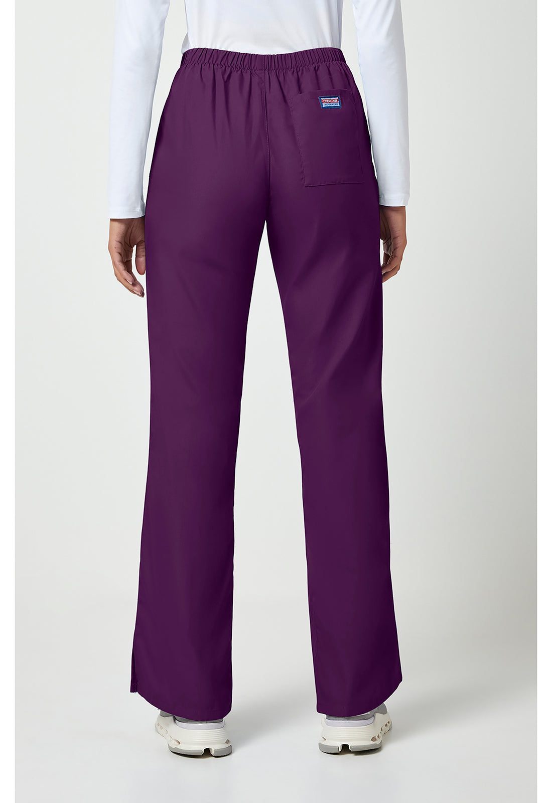 Workwear Originals 4101 Women's Natural Rise Flare Leg Drawstring Scrub Pants Eggplant