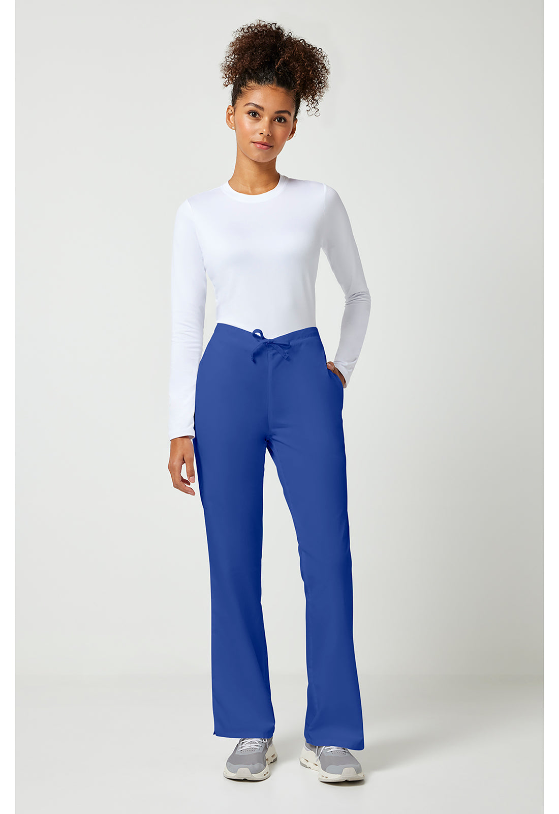 Workwear Originals 4101 Women's Natural Rise Flare Leg Drawstring Scrub Pants Galaxy Blue