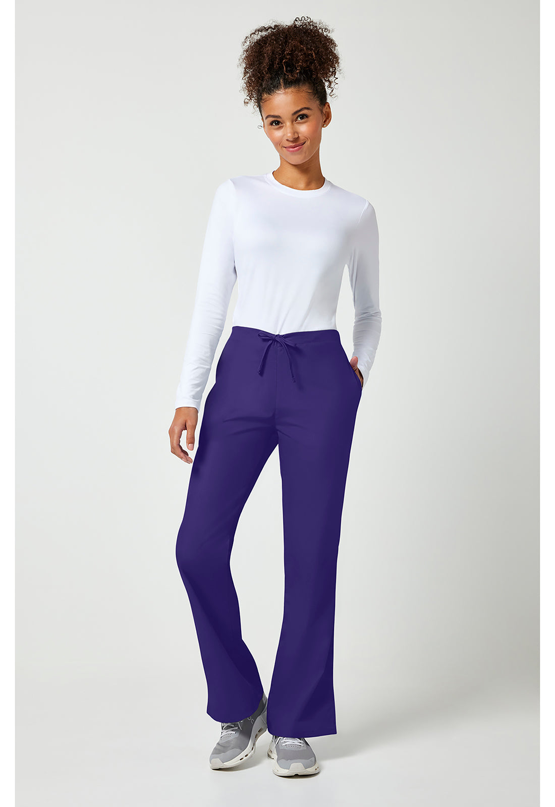 Workwear Originals 4101 Women's Natural Rise Flare Leg Drawstring Scrub Pants Grape