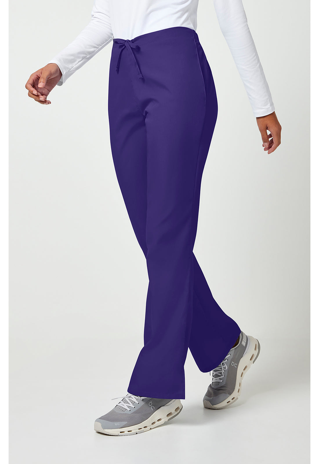 Workwear Originals 4101 Women's Natural Rise Flare Leg Drawstring Scrub Pants Grape