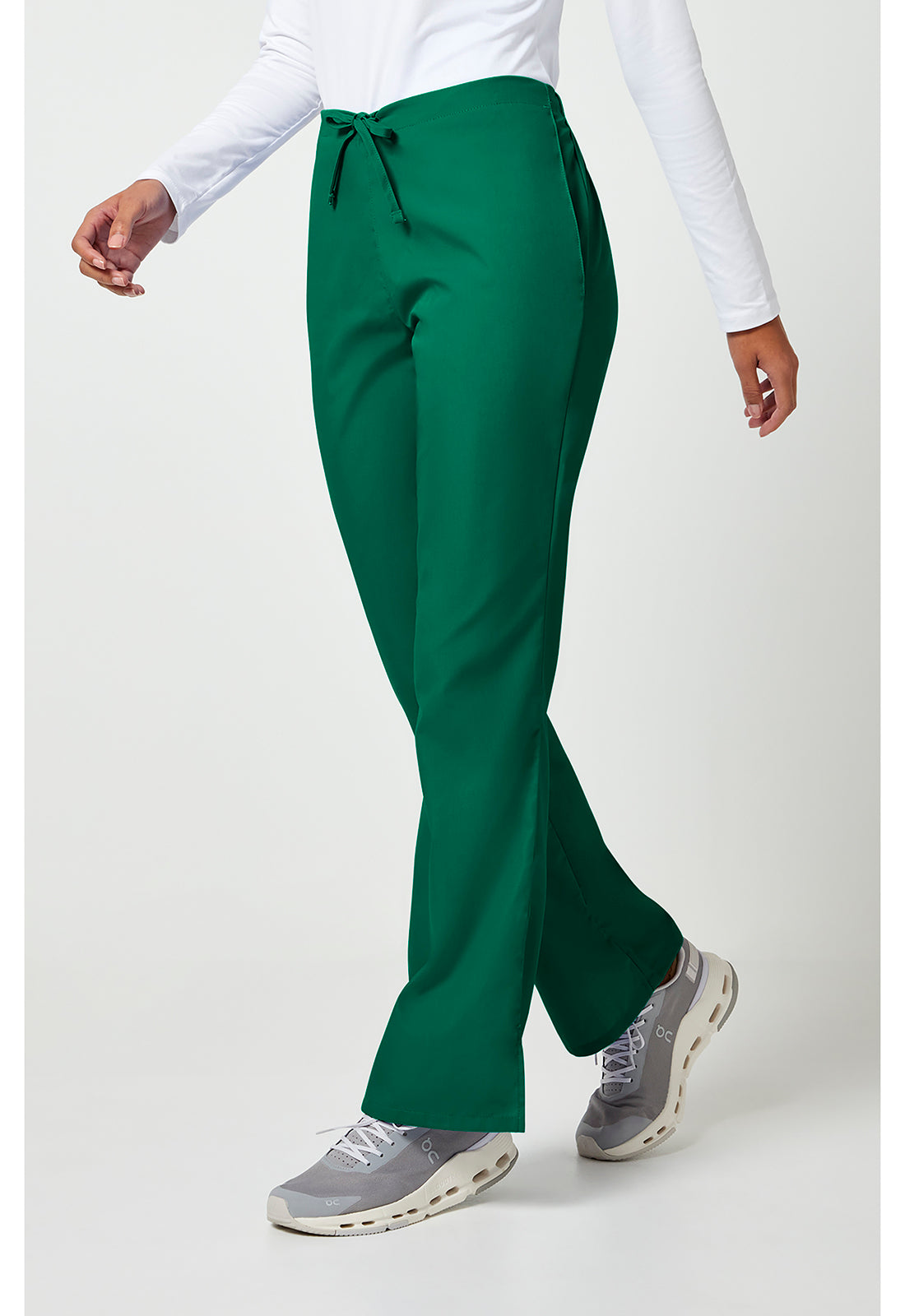 Workwear Originals 4101 Women's Natural Rise Flare Leg Drawstring Scrub Pants Hunter Green