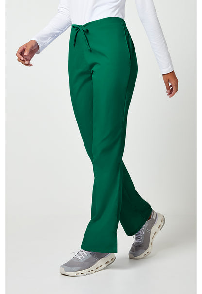 Workwear Originals 4101 Women's Natural Rise Flare Leg Drawstring Scrub Pants Hunter Green