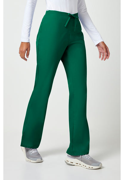 Workwear Originals 4101 Women's Natural Rise Flare Leg Drawstring Scrub Pants Hunter Green
