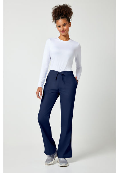 Workwear Originals 4101 Women's Natural Rise Flare Leg Drawstring Scrub Pants Navy