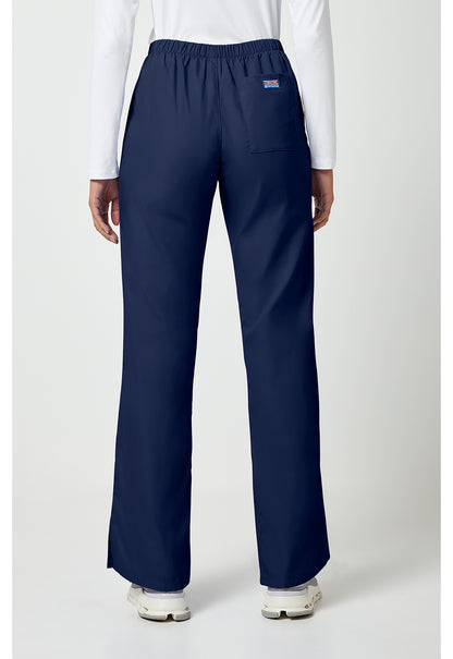 Workwear Originals 4101 Women's Natural Rise Flare Leg Drawstring Scrub Pants Navy
