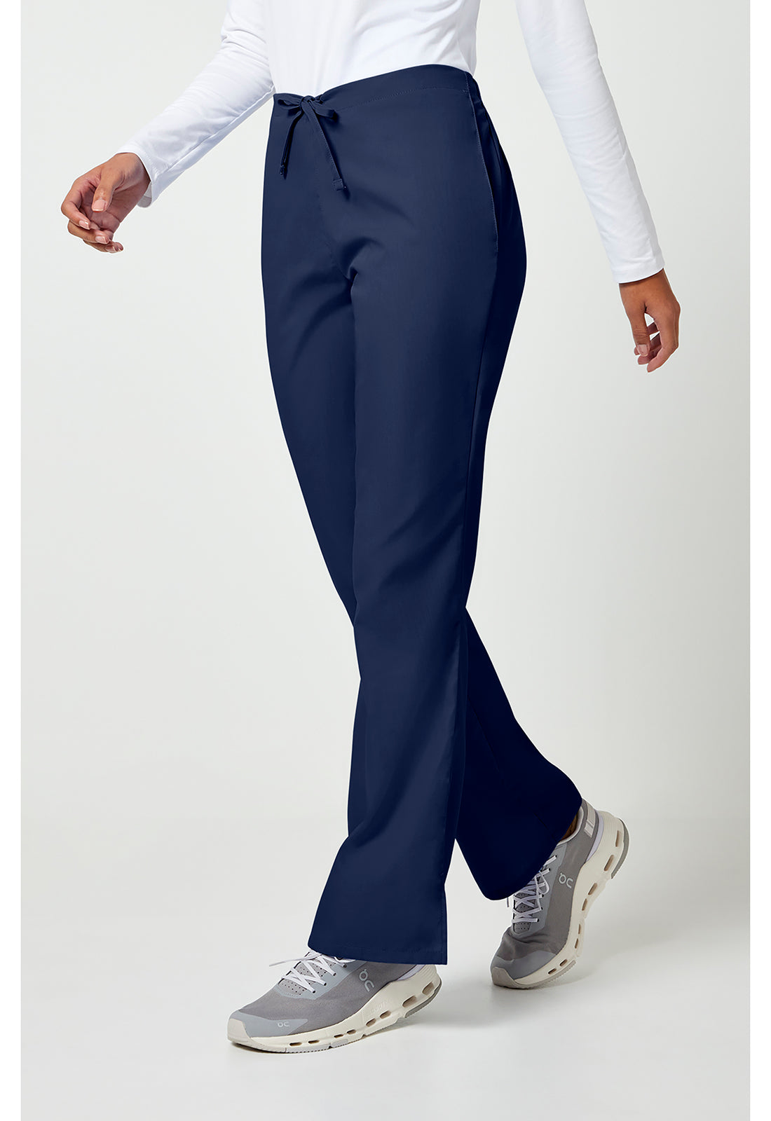 Workwear Originals 4101 Women's Natural Rise Flare Leg Drawstring Scrub Pants Navy