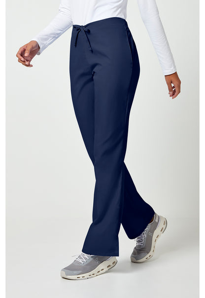 Workwear Originals 4101 Women's Natural Rise Flare Leg Drawstring Scrub Pants Navy