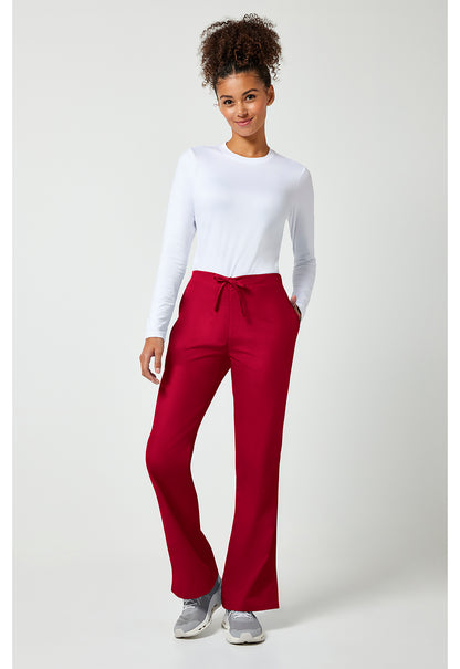 Workwear Originals 4101 Women's Natural Rise Flare Leg Drawstring Scrub Pants Red