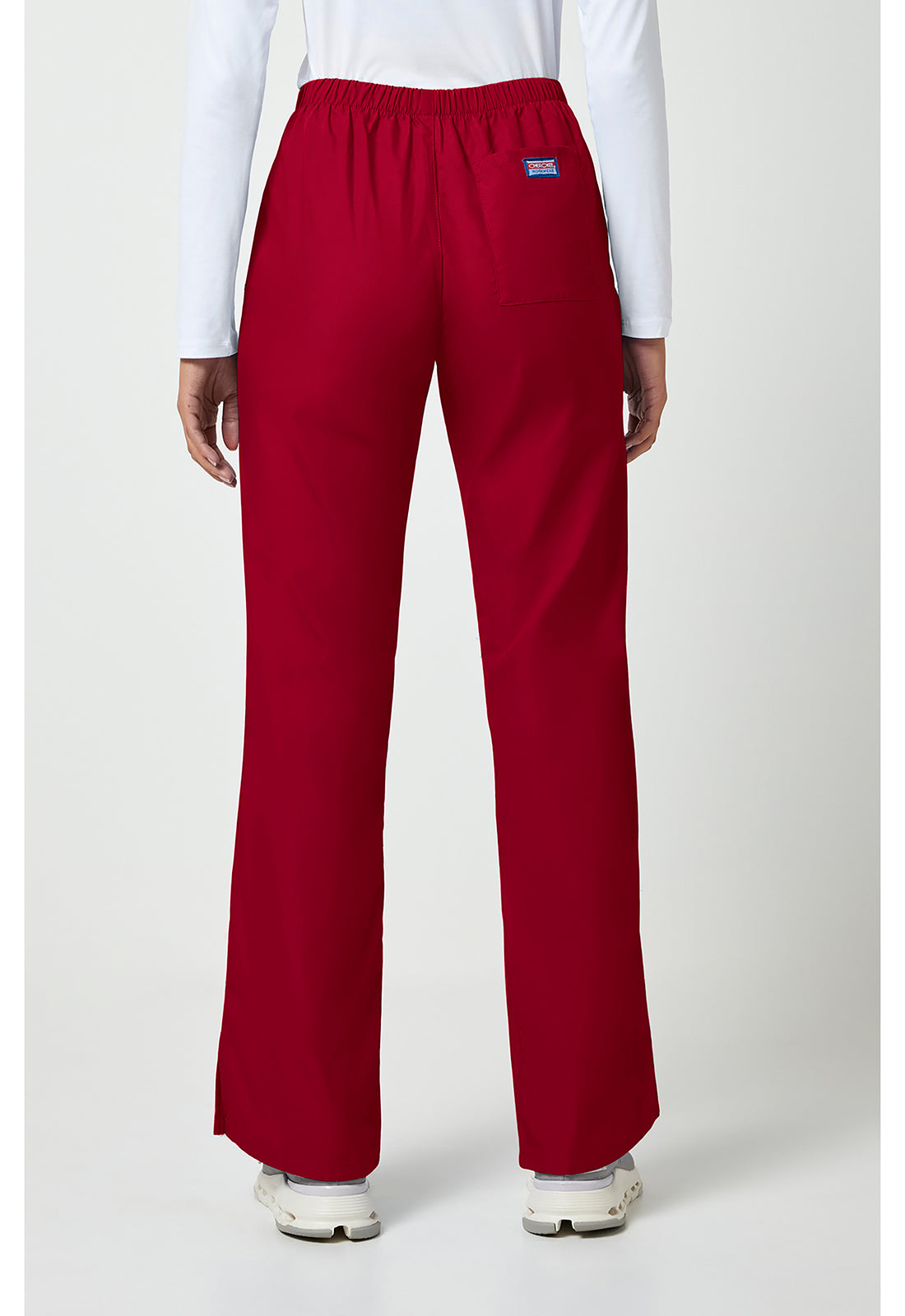 Workwear Originals 4101 Women's Natural Rise Flare Leg Drawstring Scrub Pants Red