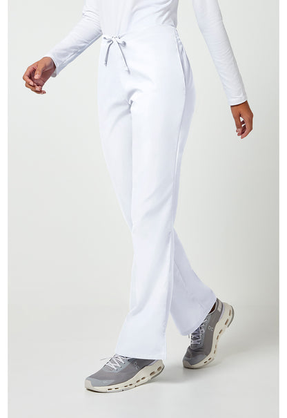 Workwear Originals 4101 Women's Natural Rise Flare Leg Drawstring Scrub Pants White