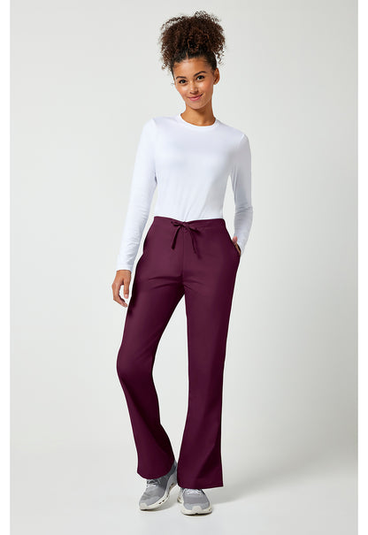 Workwear Originals 4101 Women's Natural Rise Flare Leg Drawstring Scrub Pants Wine