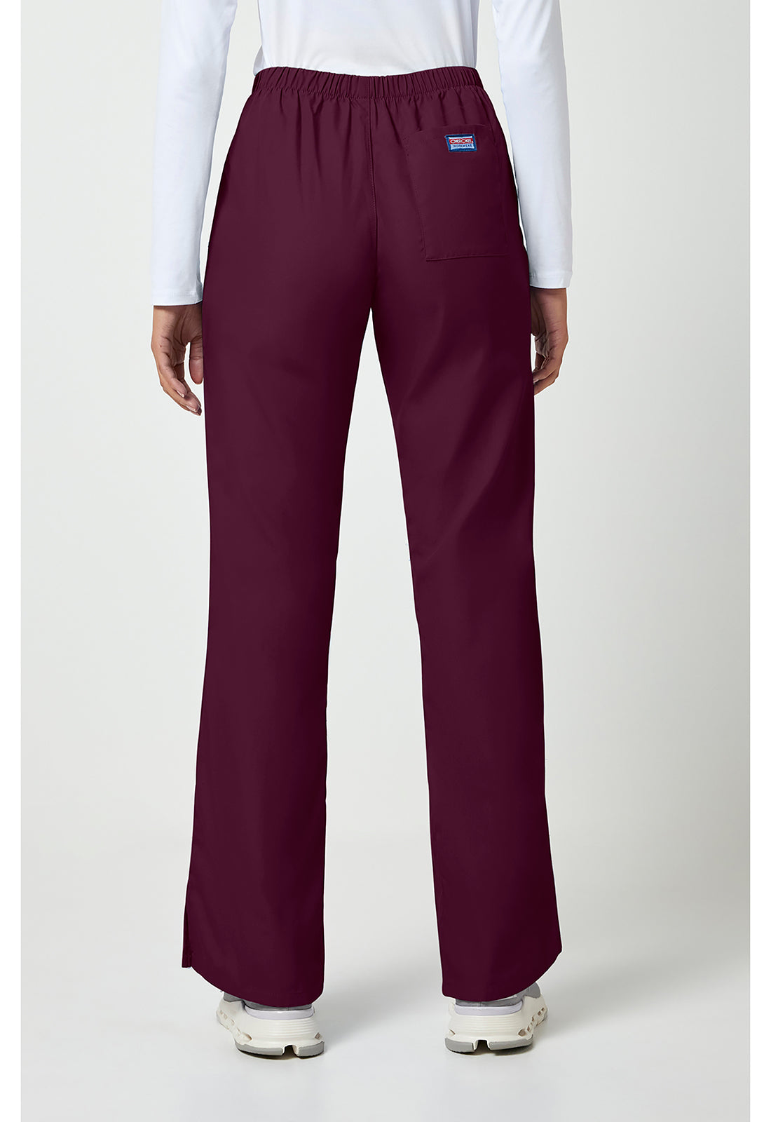 Workwear Originals 4101 Women's Natural Rise Flare Leg Drawstring Scrub Pants Wine