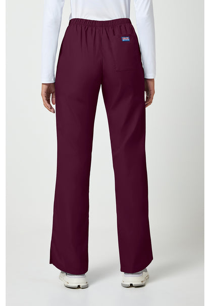 Workwear Originals 4101 Women's Natural Rise Flare Leg Drawstring Scrub Pants Wine