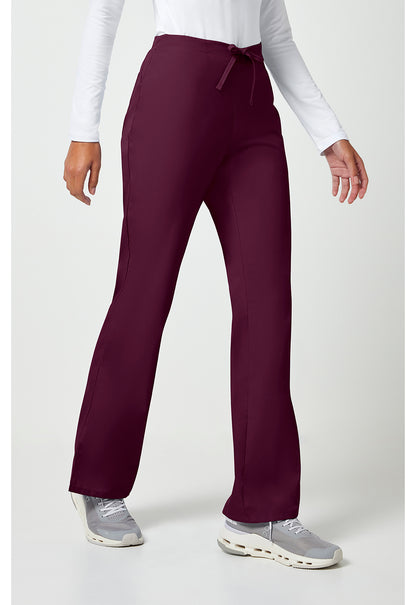 Workwear Originals 4101 Women's Natural Rise Flare Leg Drawstring Scrub Pants Wine