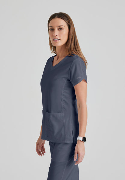 Greys Anatomy 41423 Cora Scrub Top Steel