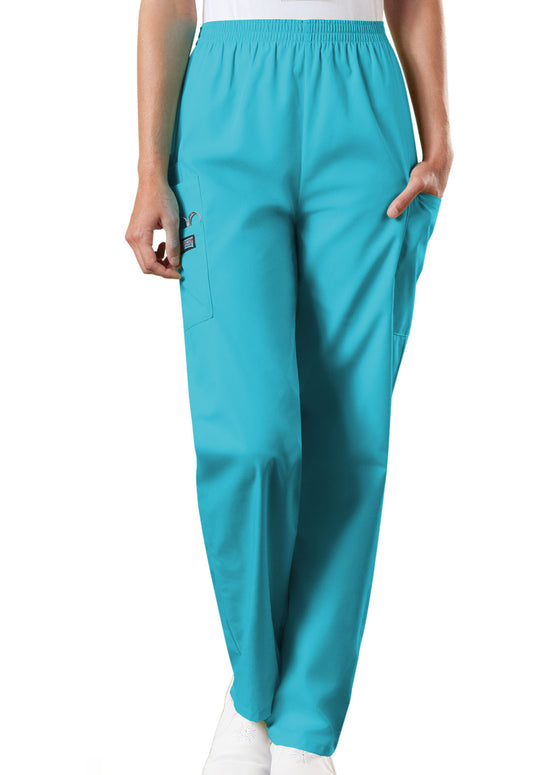 Originals 4200 Natural Rise Tapered Pull-On Cargo Pants Turquoise Model Image Front | Cherokee Workwear