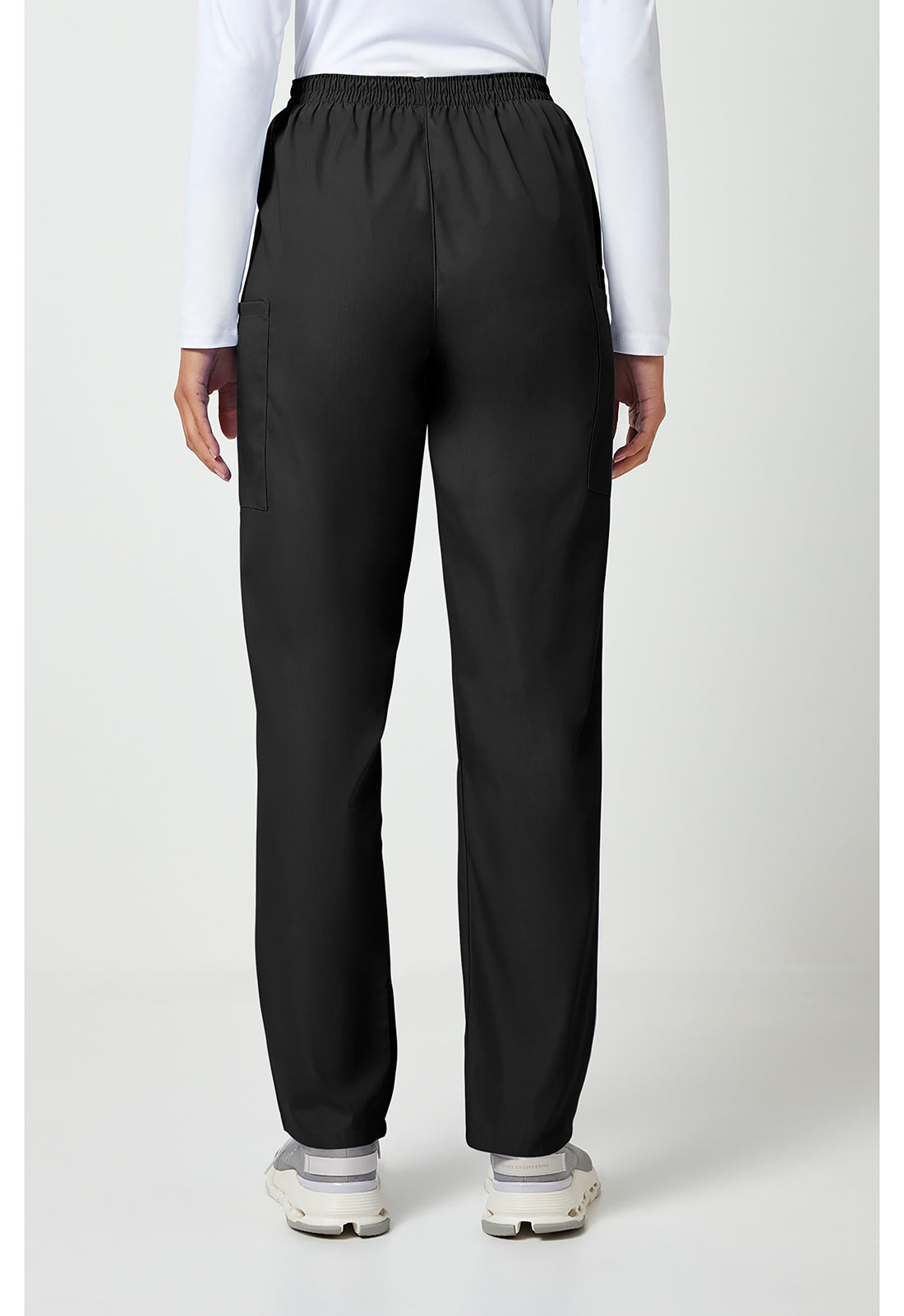 Workwear Originals 4200 Women's Natural Rise Tapered Pull-On Cargo Scrub Pants Black