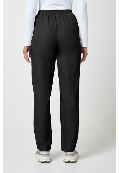 Workwear Originals 4200 Women's Natural Rise Tapered Pull-On Cargo Scrub Pants Black