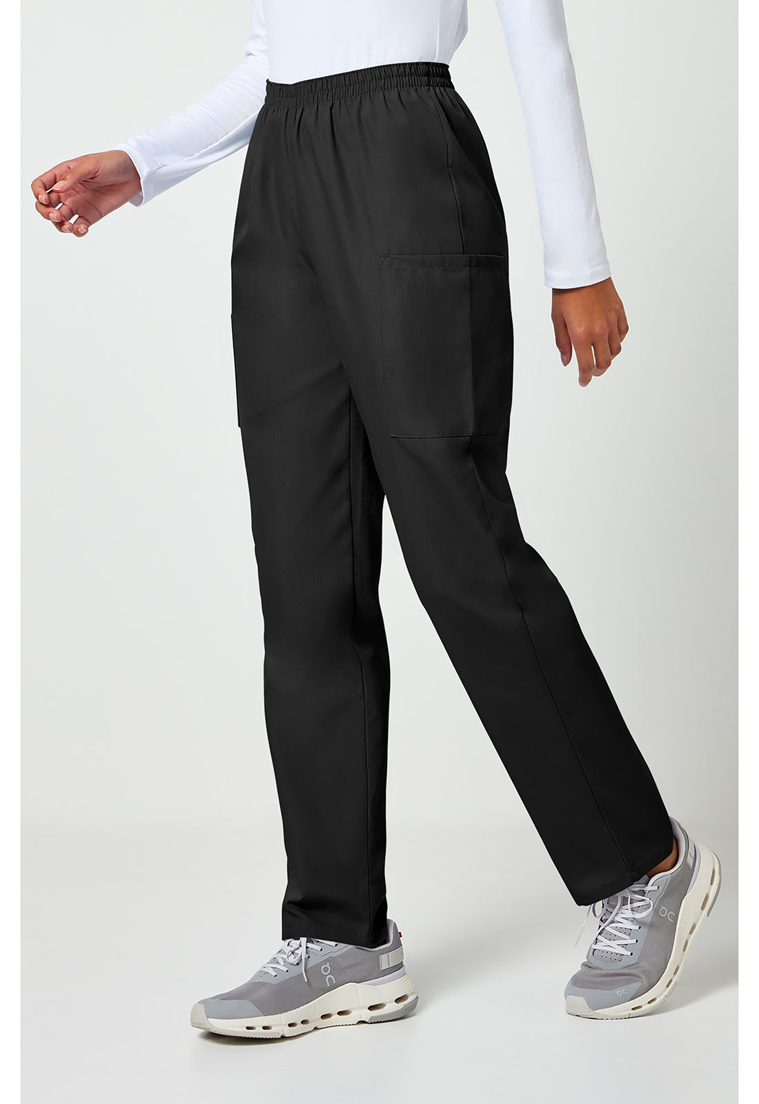 Workwear Originals 4200 Women's Natural Rise Tapered Pull-On Cargo Scrub Pants Black
